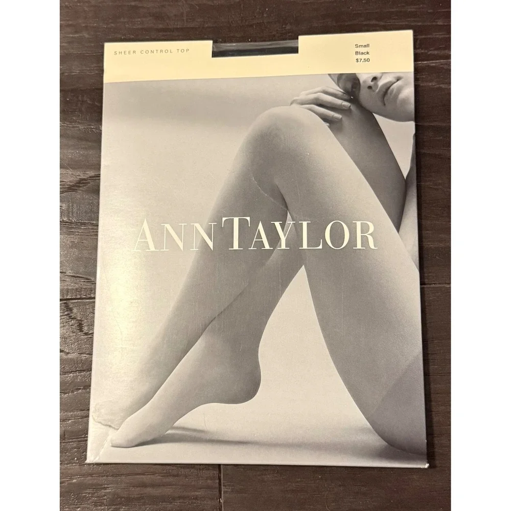Ann Taylor Womens Small Hosiery Black Sheer Control Top Tights NEW